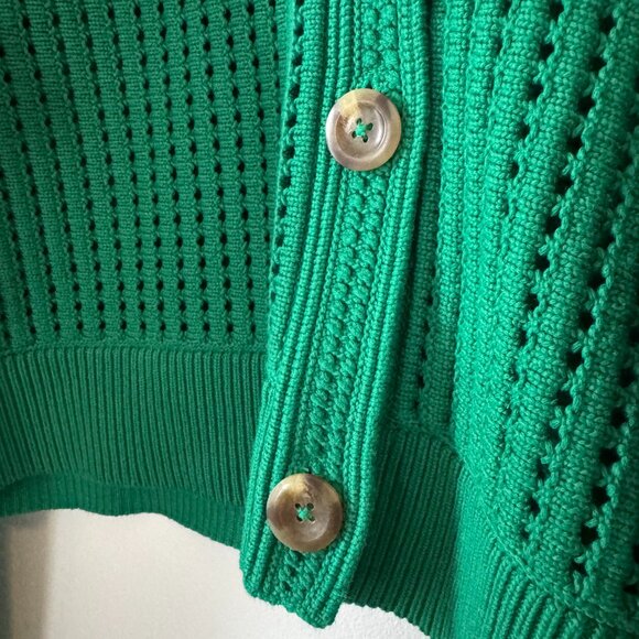 Lululemon Cotton Crochet Mesh Relaxed-Fit Cardigan Green - Picture 4 of 9